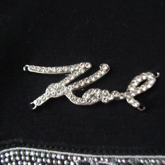 NWT Karl Lagerfeld Paris Pin Sweatshirt Women's Black Fleece, Size M - Picture 6 of 13